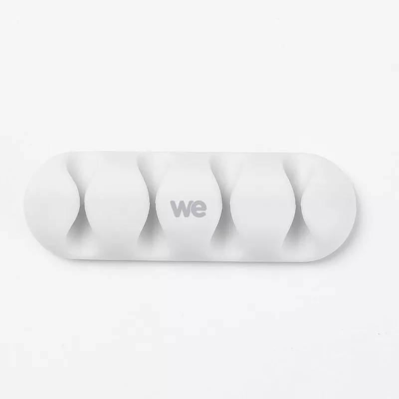 WE Organisateur de câbles pour bureau ou voiture - 4 emplacements x 2pcs - en silicone - coloris blanc