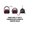 Casque anti-bruit, atténuation 32dB avec housse de transport, noir/rouge