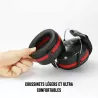 Casque anti-bruit, atténuation 32dB avec housse de transport, noir/rouge