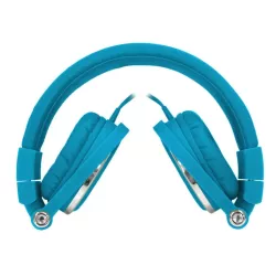 Casque filaire bleu avec micro câble 1.50m arceau réglable effect peau de pêche