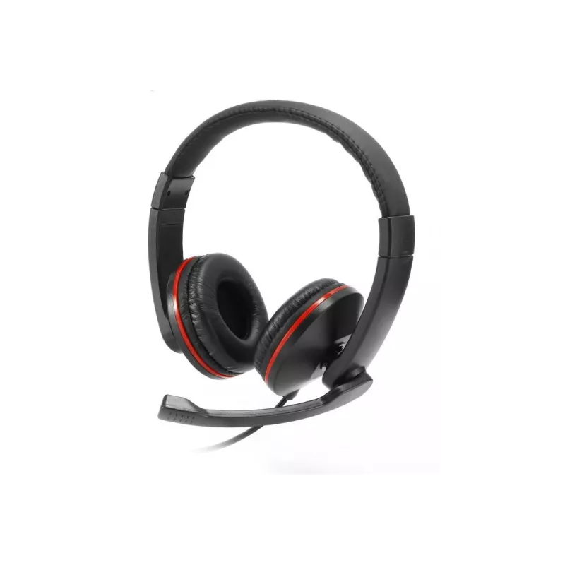 Casque micro filaire, arceau réglab micro pivotant, double connecteur jack 3.5mm noir