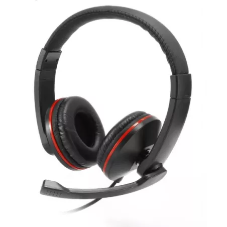 Casque micro filaire, arceau réglab micro pivotant, double connecteur jack 3.5mm noir