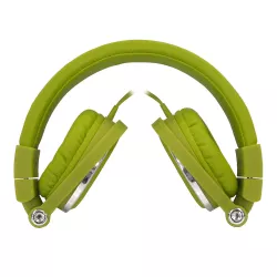 Casque filaire vert avec micro câble 1.50m arceau réglable effect peau de pêche