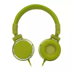 Casque filaire vert avec micro câble 1.50m arceau réglable effect peau de pêche