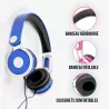 Casque enfant rose (3 à 10 ans) pliable/réglable/ergonomique limitation volume à 85dB câble 1.20m/Jack 3.5mm