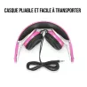 Casque enfant rose (3 à 10 ans) pliable/réglable/ergonomique limitation volume à 85dB câble 1.20m/Jack 3.5mm