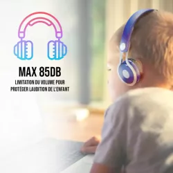 Casque enfant rose (3 à 10 ans) pliable/réglable/ergonomique limitation volume à 85dB câble 1.20m/Jack 3.5mm