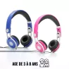 Casque enfant rose (3 à 10 ans) pliable/réglable/ergonomique limitation volume à 85dB câble 1.20m/Jack 3.5mm