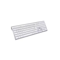 Clavier sans fil Bluetooth MacOS , connexion multidispositifs, Batterie rechargeable intégrée, aspect Alu, blanc argenté