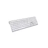 Clavier sans fil Bluetooth MacOS , connexion multidispositifs, Batterie rechargeable intégrée, aspect Alu, blanc argenté