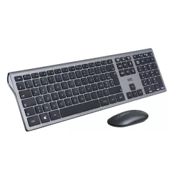 Bundle clavier souris WE sans fil connexion BT & 2.4Ghz aspect Alu, connexion jusqu'à 3 appareils, 12 touches multimedia…