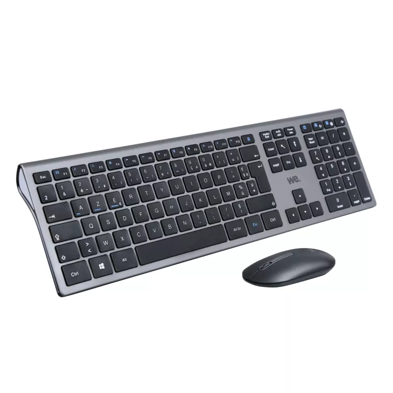 Bundle clavier souris WE sans fil connexion BT & 2.4Ghz aspect Alu, connexion jusqu'à 3 appareils, 12 touches multimedia…