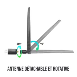 CLE WIFI 1200Mbps DUAL BAND USB 3.0 300Mb/s en 2.4G, 867Mb/s en 5G antenne detachable