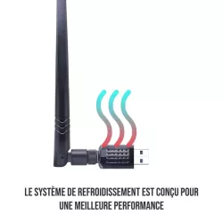 CLE WIFI 1200Mbps DUAL BAND USB 3.0 300Mb/s en 2.4G, 867Mb/s en 5G antenne detachable