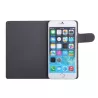 Etui universel colle magique noir effet peau de pêche/coin pliable taille L pour smartphones max 5.5 i6 Plus/Note 3/Note 4/A7
