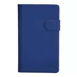 Etui univ colle magique bleu nui effet peau de pêche/coin pliable taille S pour smartphones max 4 I4/I5/A3