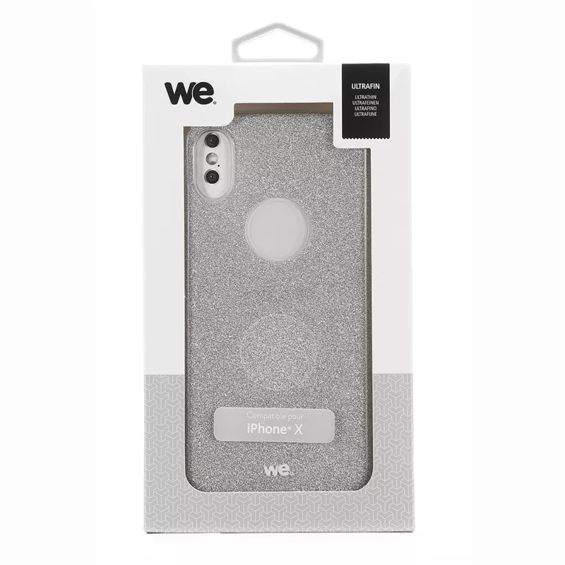 We coque de protection PAILLETTES APPLE IPHONE X Argent