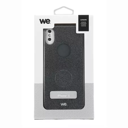 We coque de protection PAILLETTES APPLE IPHONE X Noir