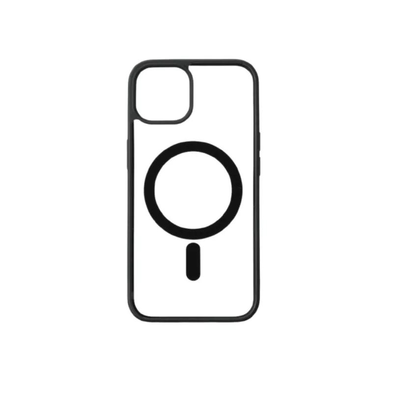 We Coque de protection RUBBER APPLE IPHONE 14 - Dos transparentcontour mat noir - Compatible MAGSAFE