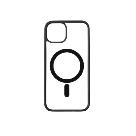 We Coque de protection RUBBER APPLE IPHONE 14 - Dos transparentcontour mat noir - Compatible MAGSAFE