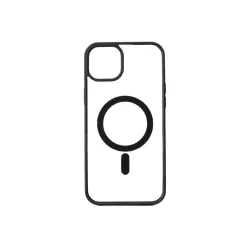 We Coque de protection RUBBER APPLE IPHONE 14 PLUS / 15 PLUS - Dos transparentcontour mat noir - Compatible MAGSAFE