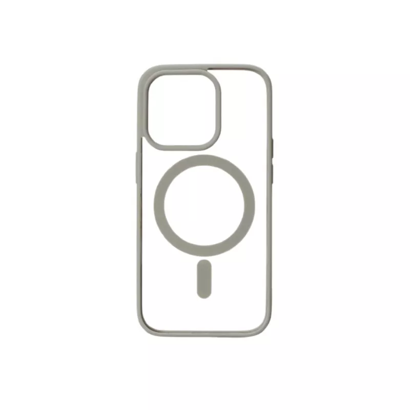 We Coque de protection RUBBER APPLE IPHONE 14 PRO - Dos transparentcontour gris - Compatible MAGSAFE