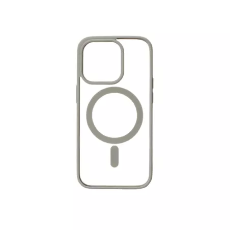 We Coque de protection RUBBER APPLE IPHONE 14 PRO - Dos transparentcontour gris - Compatible MAGSAFE
