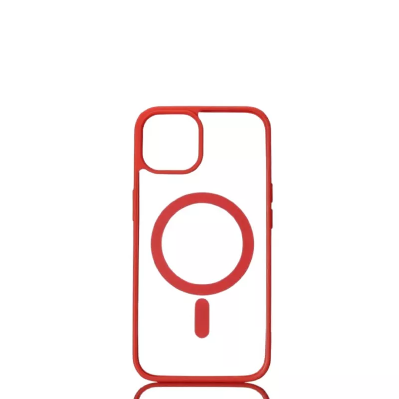 We Coque de protection RUBBER APPLE IPHONE 14 - Dos transparentcontour rouge - Compatible MAGSAFE