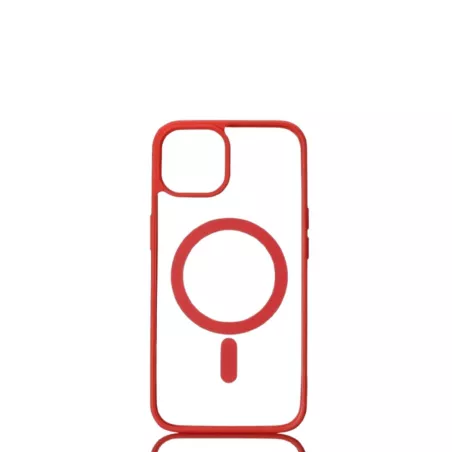 We Coque de protection RUBBER APPLE IPHONE 14 - Dos transparentcontour rouge - Compatible MAGSAFE