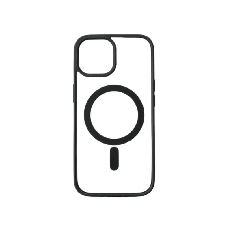 We Coque de protection RUBBER APPLE IPHONE 15 - Dos transparentcontour mat noir - Compatible MAGSAFE