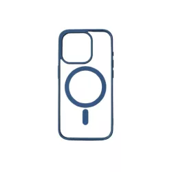 We Coque de protection RUBBER APPLE IPHONE 15 PRO - Dos transparentcontour bleu - Compatible MAGSAFE