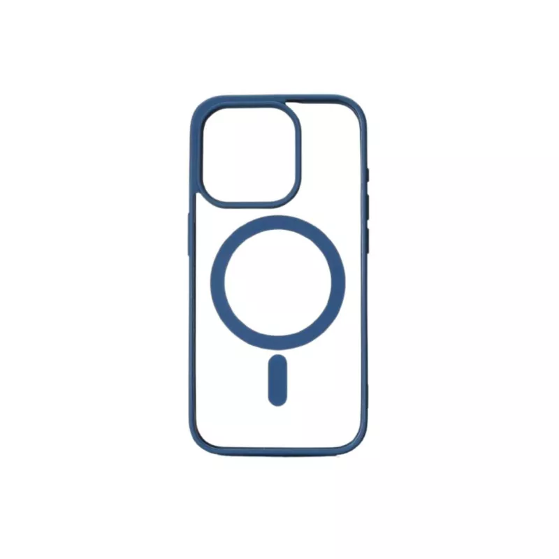 We Coque de protection RUBBER APPLE IPHONE 15 PRO - Dos transparentcontour bleu - Compatible MAGSAFE