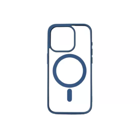 We Coque de protection RUBBER APPLE IPHONE 15 PRO - Dos transparentcontour bleu - Compatible MAGSAFE