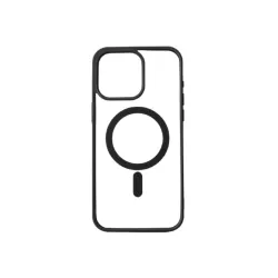 We Coque de protection RUBBER APPLE IPHONE 15 PRO MAX - Dos transparentcontour mat noir - Compatible MAGSAFE