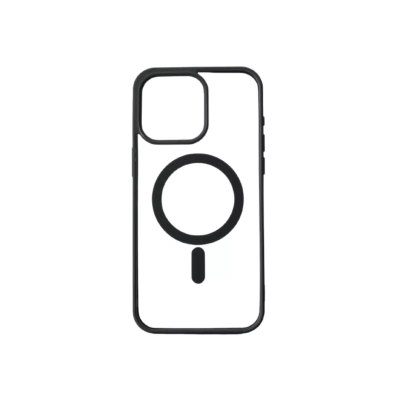 We Coque de protection RUBBER APPLE IPHONE 15 PRO MAX - Dos transparentcontour mat noir - Compatible MAGSAFE
