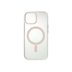 We Coque de protection RUBBER APPLE IPHONE 15 - Dos transparentcontour rose - Compatible MAGSAFE