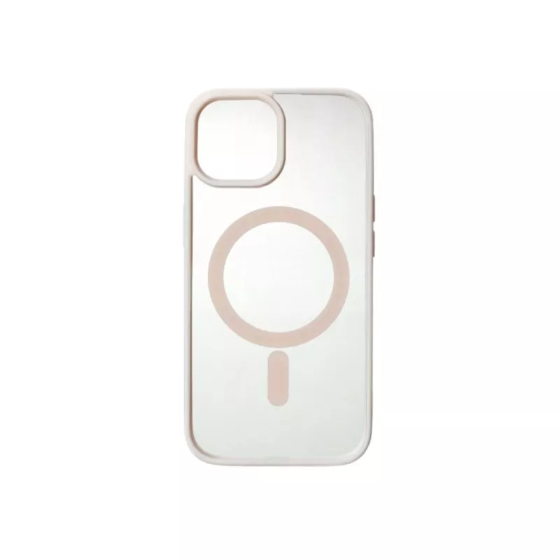 We Coque de protection RUBBER APPLE IPHONE 15 - Dos transparentcontour rose - Compatible MAGSAFE
