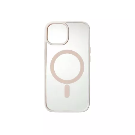 We Coque de protection RUBBER APPLE IPHONE 15 - Dos transparentcontour rose - Compatible MAGSAFE