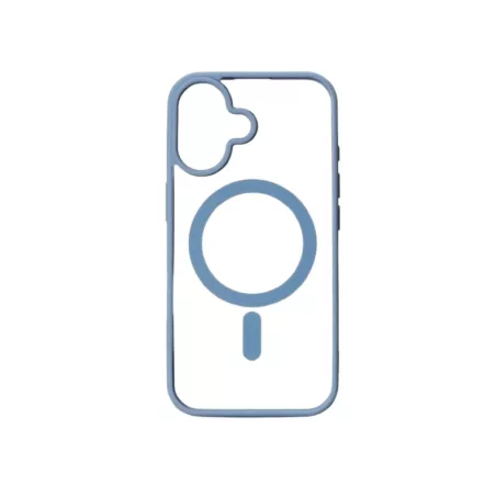 We Coque de protection RUBBER APPLE IPHONE 16 - Dos transparentcontour bleu - Compatible MAGSAFE