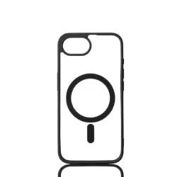 We Coque de protection RUBBER APPLE IPHONE 16E/17E - Dos transparent–contour mat noir - Compatible MAGSAFE