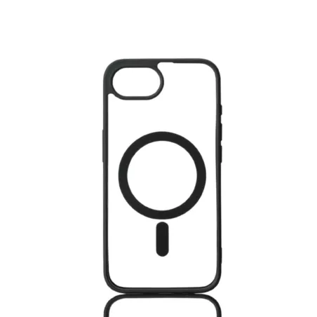 We Coque de protection RUBBER APPLE IPHONE 16E/17E - Dos transparent–contour mat noir - Compatible MAGSAFE