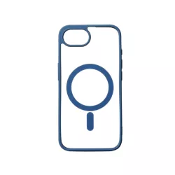 We Coque de protection RUBBER APPLE IPHONE 16E/17E - Dos transparent–contour mat bleu - Compatible MAGSAFE