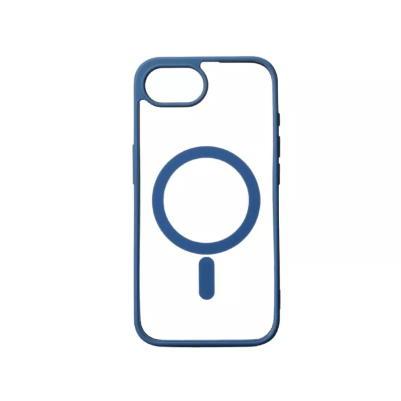 We Coque de protection RUBBER APPLE IPHONE 16E/17E - Dos transparent–contour mat bleu - Compatible MAGSAFE