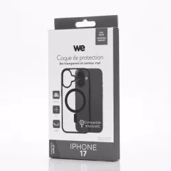 We Coque de protection RUBBER APPLE IPHONE 17 - Dos transparentcontour mat noir - Compatible MAGSAFE