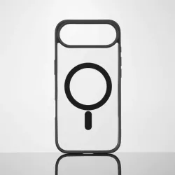 We Coque de protection RUBBER APPLE IPHONE 17 AIR - Dos transparentcontour mat noir - Compatible MAGSAFE