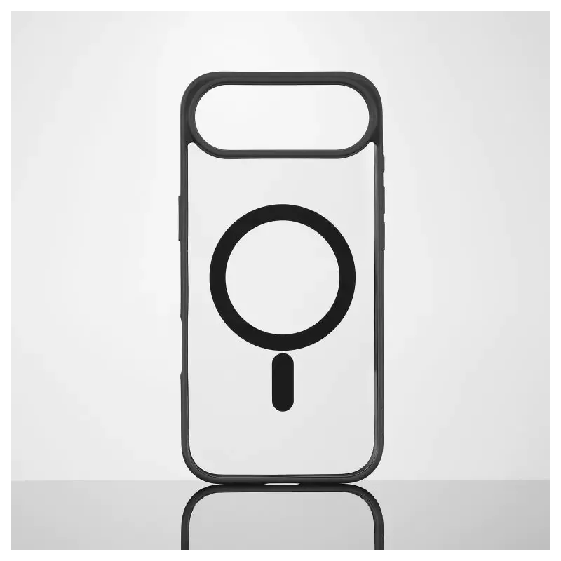 We Coque de protection RUBBER APPLE IPHONE 17 AIR - Dos transparentcontour mat noir - Compatible MAGSAFE