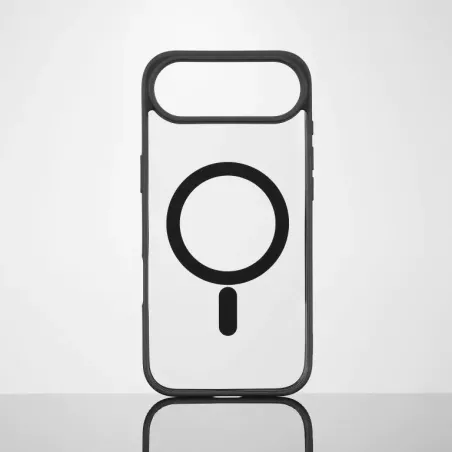 We Coque de protection RUBBER APPLE IPHONE 17 AIR - Dos transparentcontour mat noir - Compatible MAGSAFE