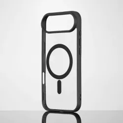 We Coque de protection RUBBER APPLE IPHONE 17 AIR - Dos transparentcontour mat noir - Compatible MAGSAFE