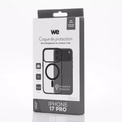We Coque de protection RUBBER APPLE IPHONE 17 PRO - Dos transparentcontour mat noir - Compatible MAGSAFE