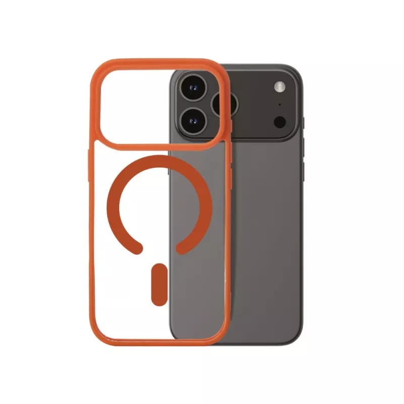 We Coque de protection RUBBER APPLE IPHONE 17 PRO - Dos transparent–contour mat orange - Compatible MAGSAFE